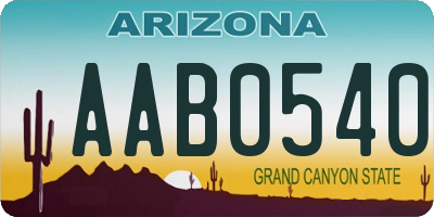 AZ license plate AAB0540