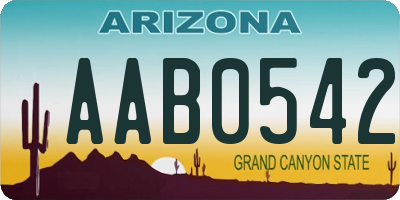 AZ license plate AAB0542