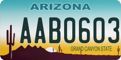 AZ license plate AAB0603