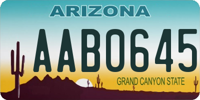 AZ license plate AAB0645