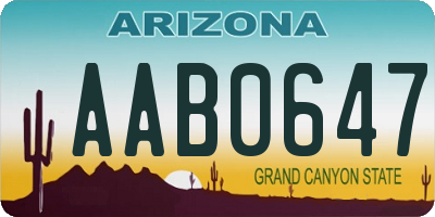 AZ license plate AAB0647