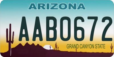 AZ license plate AAB0672