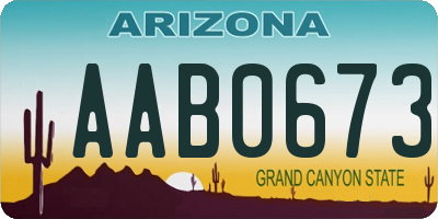 AZ license plate AAB0673