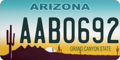AZ license plate AAB0692