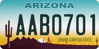 AZ license plate AAB0701