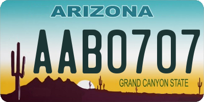 AZ license plate AAB0707