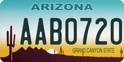 AZ license plate AAB0720
