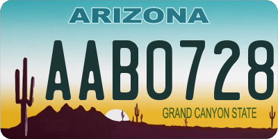 AZ license plate AAB0728