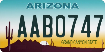 AZ license plate AAB0747