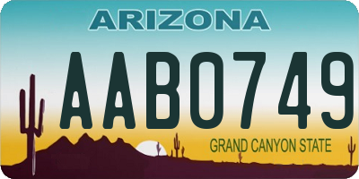 AZ license plate AAB0749