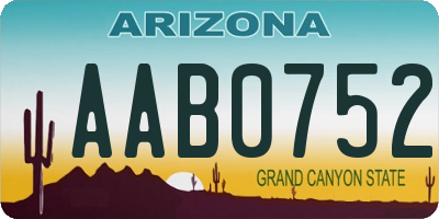 AZ license plate AAB0752