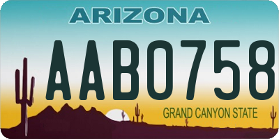 AZ license plate AAB0758