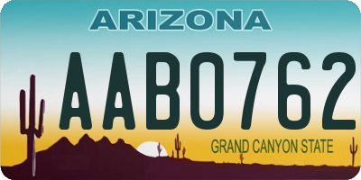 AZ license plate AAB0762
