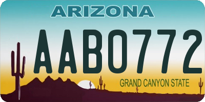 AZ license plate AAB0772