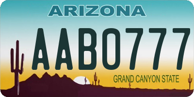 AZ license plate AAB0777