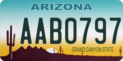 AZ license plate AAB0797
