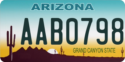 AZ license plate AAB0798