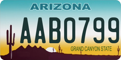 AZ license plate AAB0799