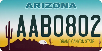 AZ license plate AAB0802