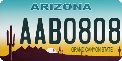 AZ license plate AAB0808