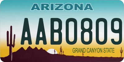 AZ license plate AAB0809