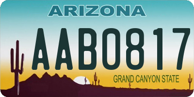 AZ license plate AAB0817