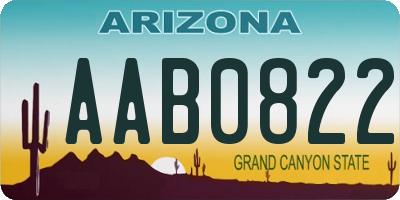 AZ license plate AAB0822