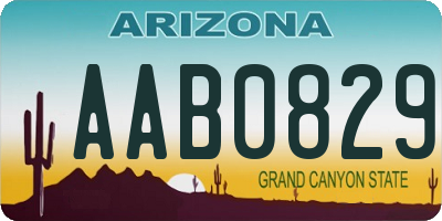 AZ license plate AAB0829