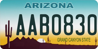 AZ license plate AAB0830