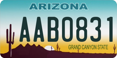 AZ license plate AAB0831