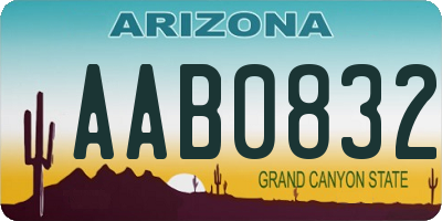 AZ license plate AAB0832