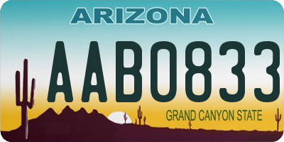 AZ license plate AAB0833