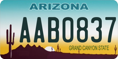 AZ license plate AAB0837