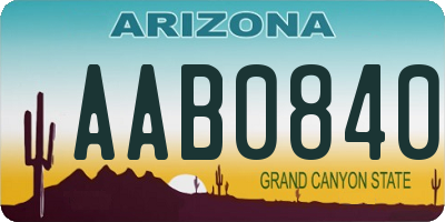 AZ license plate AAB0840