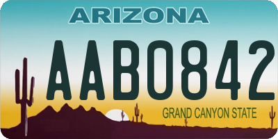 AZ license plate AAB0842