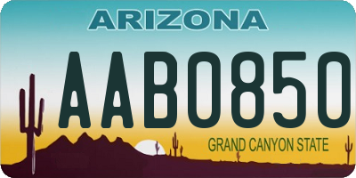 AZ license plate AAB0850