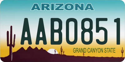 AZ license plate AAB0851