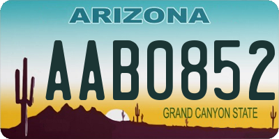 AZ license plate AAB0852