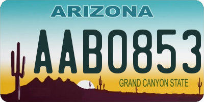 AZ license plate AAB0853