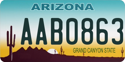 AZ license plate AAB0863