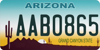 AZ license plate AAB0865