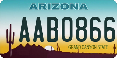 AZ license plate AAB0866