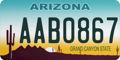 AZ license plate AAB0867