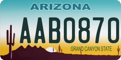 AZ license plate AAB0870