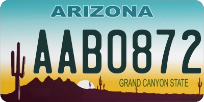 AZ license plate AAB0872