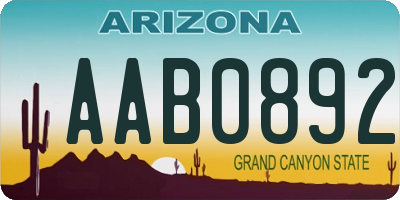AZ license plate AAB0892