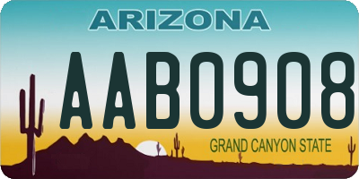 AZ license plate AAB0908