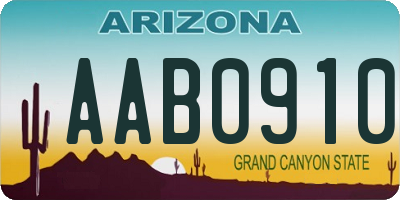 AZ license plate AAB0910