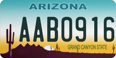 AZ license plate AAB0916