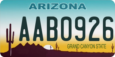 AZ license plate AAB0926